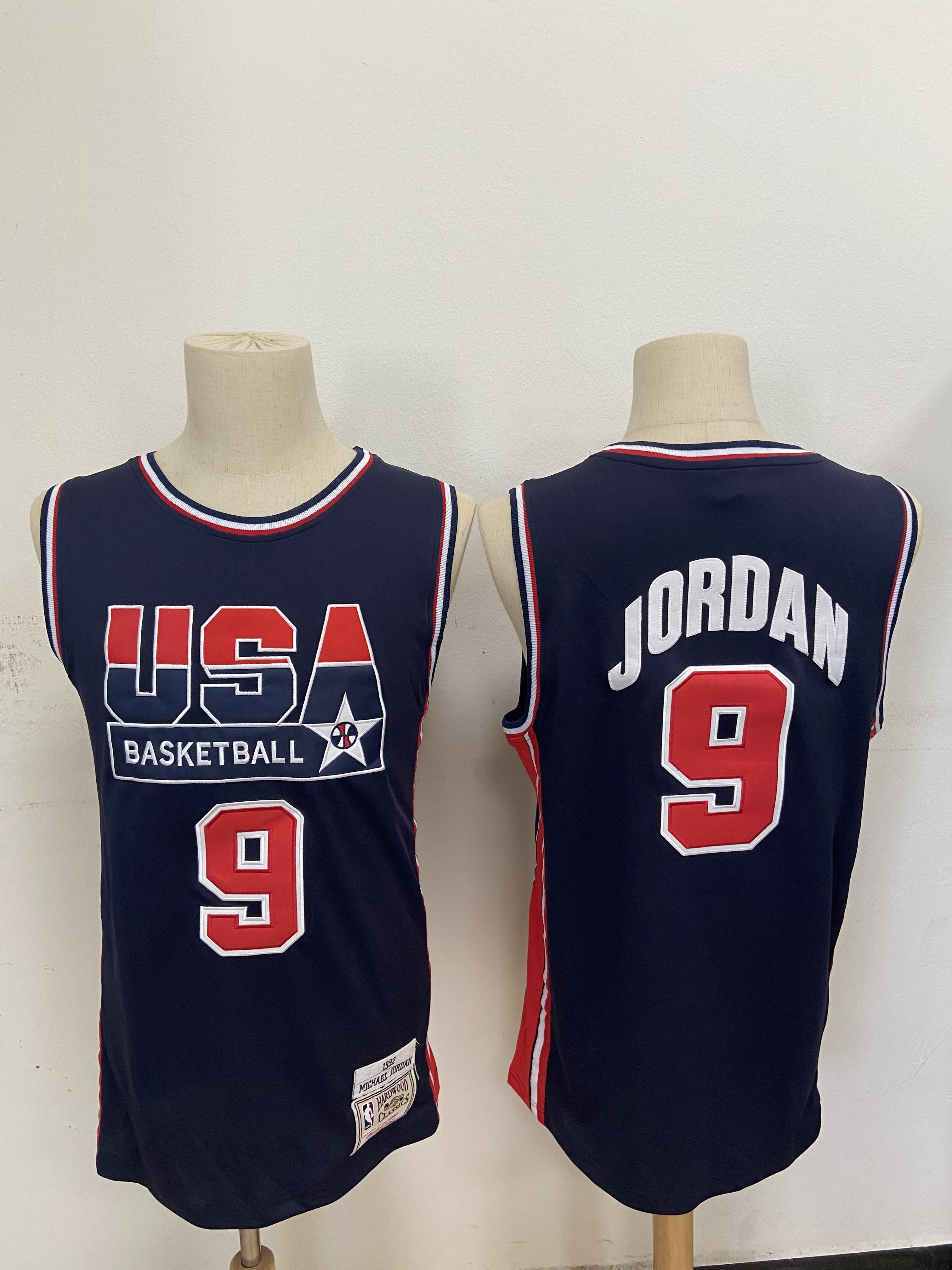 Men USA Basketball 9 Jordan Blue Stitched Throwback NBA Jersey